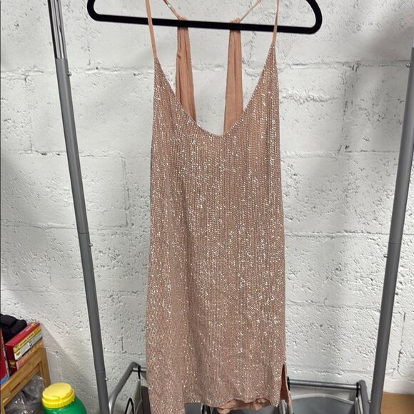 MLV Cream Rhinestone Sparkle Dress - Size Large - Picture 1 of 4